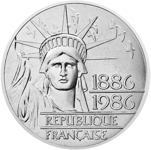 100 francs Statue of Liberty 1986 France silver coin (1)