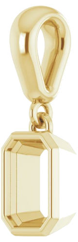 Pakabukas „Bezel-Set“ 585 Geltonojo Aukso Emerald 6mm x 4mm (2)