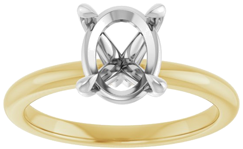 Sužadėtuvių Žiedas 585 Baltojo Ir Geltonojo Aukso Oval 9mm x 7mm (3)