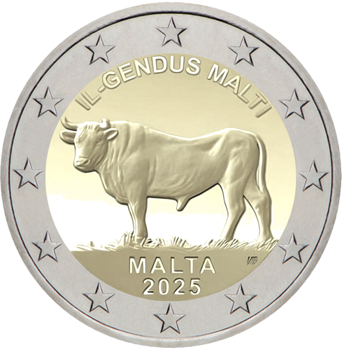 2025 Малта Вол Il Gendus Malti 2 евро монета (1)