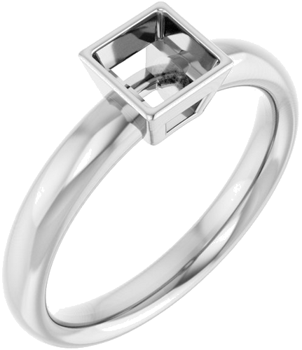 14K White 4.5 mm Square Engagement Ring Mounting (1)
