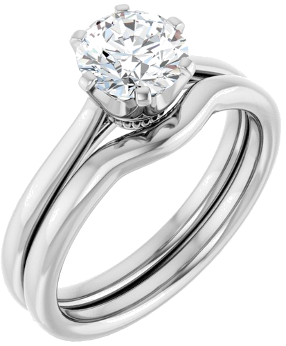 Sužadėtuvių Žiedas „Solitaire“ 585 Baltojo Aukso Round 6.5mm (6)