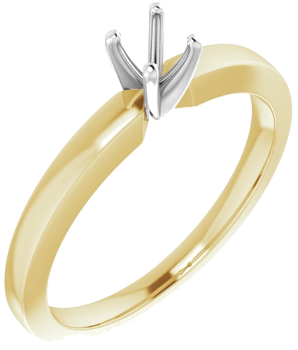 14K Yellow White 3.75 mm Round Solitaire Engagement Ring Mounting (1)
