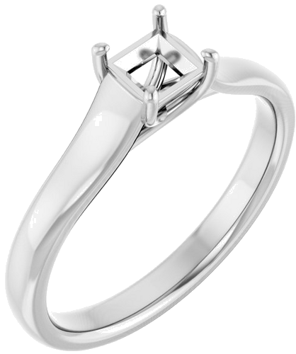 14K White 4 mm Square Solitaire Engagement Ring Mounting (1)