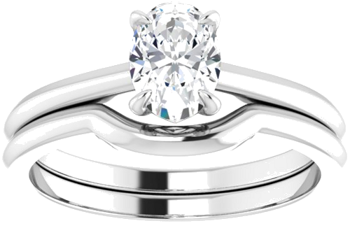 14K White 7x5 mm Oval Solitaire Engagement Ring Mounting (8)