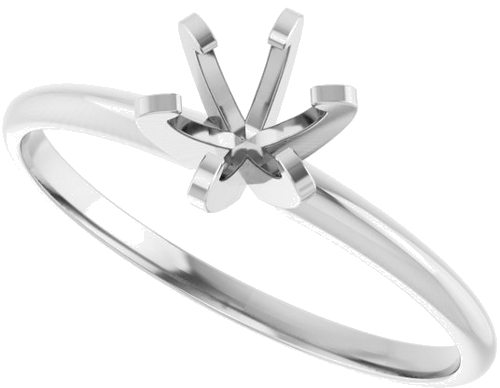 14K White 5.0-5.3 mm Round 6-Prong Solitaire Engagement Ring Mounting (5)