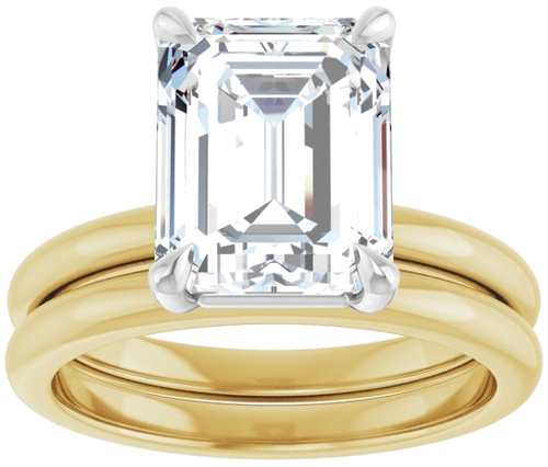 Sužadėtuvių Žiedas 585 Baltojo Ir Geltonojo Aukso Emerald 10mm x 8mm (8)