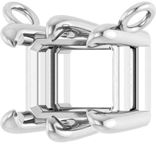 Pakabukas „Emerald 6-Prong“ 585 Baltojo Aukso Emerald 7mm x 5mm (2)