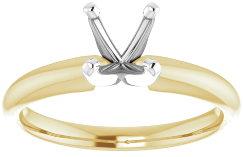 14K Yellow   White 5.7-6 mm Round 4-Prong Solitaire Ring Mounting (3)
