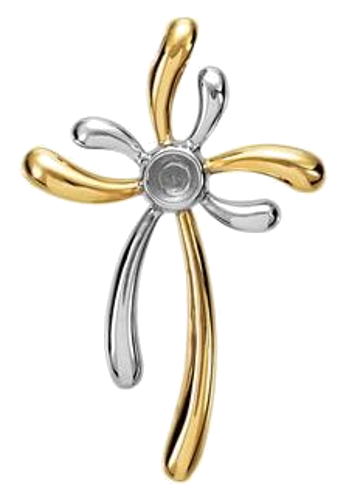 14K Yellow White 3 mm Round Cross Pendant Mounting (1)