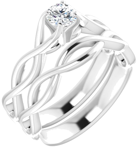 Sužadėtuvių Žiedas „Solitaire“ 585 Baltojo Aukso Round 4.4mm (6)