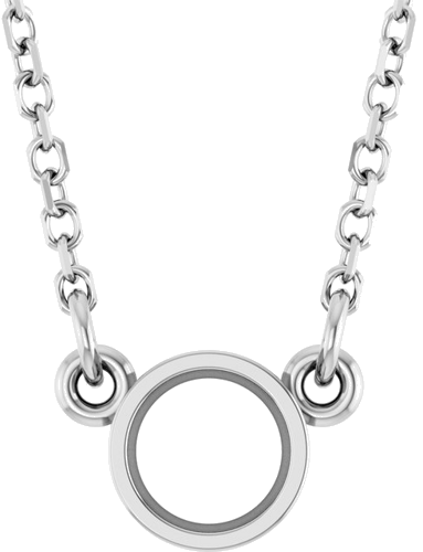 14K White 4.1 mm Round Bezel-Set Solitaire 18  Necklace Mounting (1)