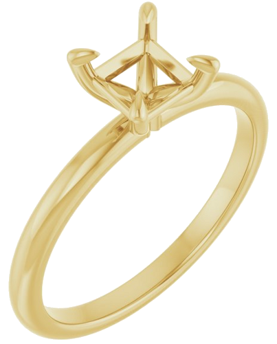 14K Yellow  5x5 mm Square Solitaire Engagement Ring Mounting (1)