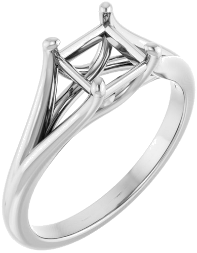 14K White 5.5 mm Square Solitaire Engagement Ring Mounting (1)