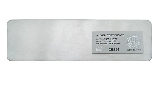 100 oz Sudraba lietnis 999.9 Nadir Metal Rafineri (2)