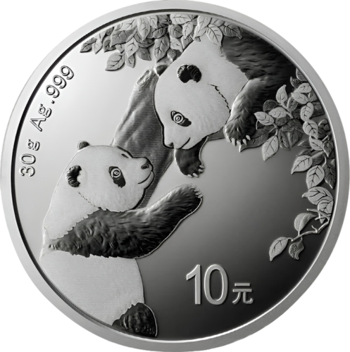 2023 Panda Ķīna 10 juaņu 30 g sudraba monēta (1)