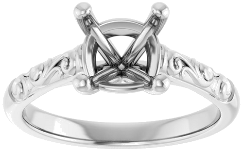 14K White 7 mm Cushion Solitaire Engagement Ring Mounting (3)