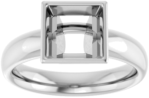 14K White 7 mm Square Engagement Ring Mounting (3)