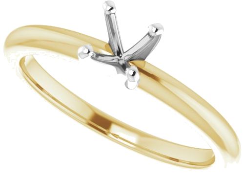 Sužadėtuvių Žiedas „Solitaire“ 585 Geltonojo Aukso Ir 950 Platinos Round 4.8mm (5)