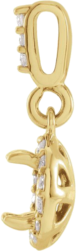 14K Yellow 4.5 mm Round .07 CTW Natural Diamond Semi-Set Pendant (2)
