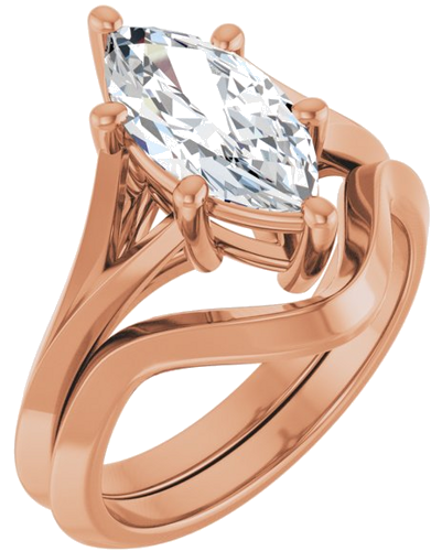 Sužadėtuvių Žiedas „Solitaire“ 585 Rožinis Aukso Marquise 12mm x 6mm (6)