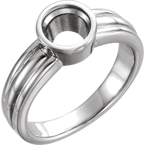 14K White 7 mm Round Bezel-Set Solitaire Engagement Ring Mounting (1)