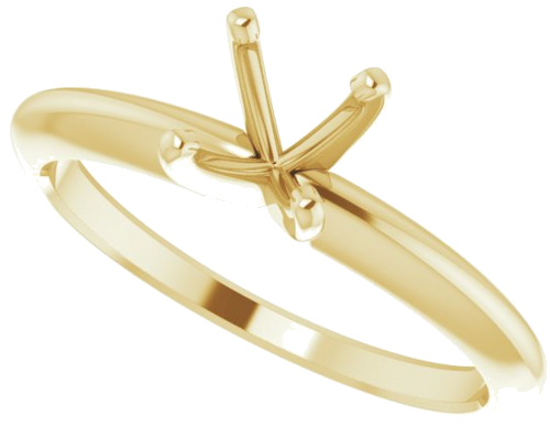 14K Yellow 5.7-6.0 mm Round 4-Prong Comfort-fit Solitaire Ring Mounting (5)