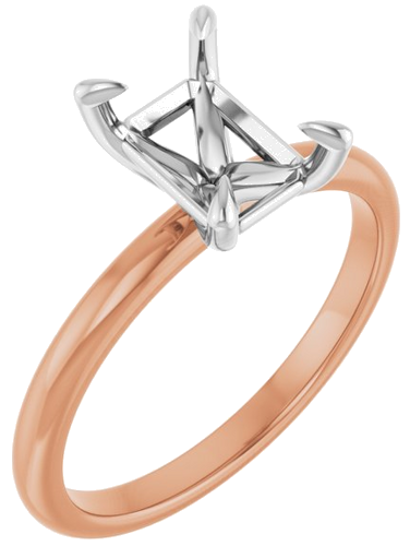 14K Rose White 8 x 6 mm Emerald Engagement Ring Mounting (1)