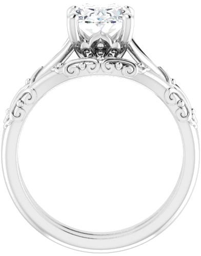 14K White 9x7 mm Oval Solitaire Engagement Ring Mounting (7)