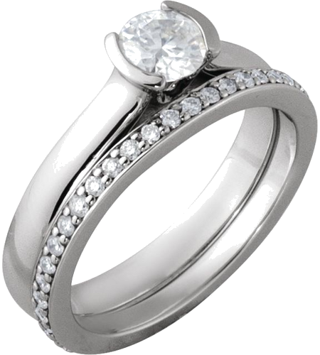 Sužadėtuvių Žiedas „Half Bezel Solitaire“ 585 Baltojo Aukso Round 5.2mm (5)