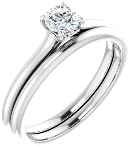 14K White  4.4 mm Round Solitaire Engagement Ring Mounting (6)