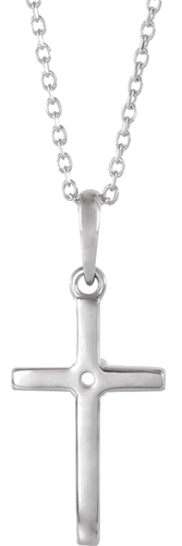 14K White 2.5 mm Round Cross 16-18  Necklace Mounting (3)