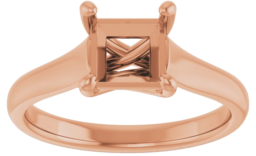 14K Rose 6 mm Square Solitaire Engagement Ring Mounting (3)