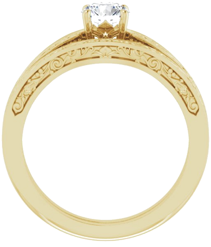 14K Yellow 5.2 mm Round Floral Solitaire Engagement Ring Mounting (7)