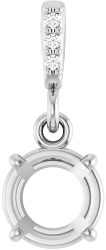 14K White 6 mm Round .01 Natural Diamond Semi-Set Pendant (1)