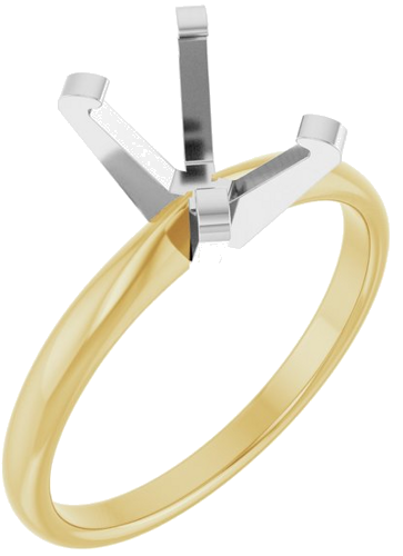 14K Yellow White 8x6 mm Emerald Solitaire Engagement Ring Mounting (1)