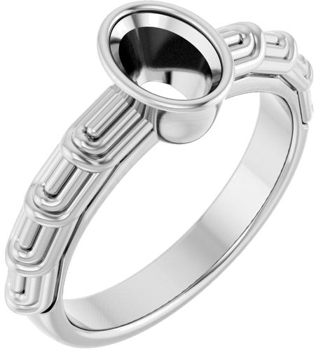 Sužadėtuvių Žiedas „Solitaire“ 585 Baltojo Aukso Oval 7mm x 5mm (1)