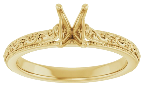 Sužadėtuvių Žiedas „Solitaire Sculptural“ 14k yellow gold Emerald 6mm x 4mm (3)