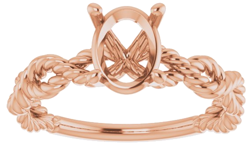 Sužadėtuvių Žiedas „Twisted Rope Solitaire“ 417 Rožinis Aukso Oval 8mm x 6mm (3)