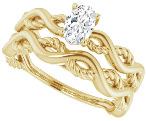 10K Yellow  6x4 mm Oval Solitaire Engagement Ring Mounting (10)