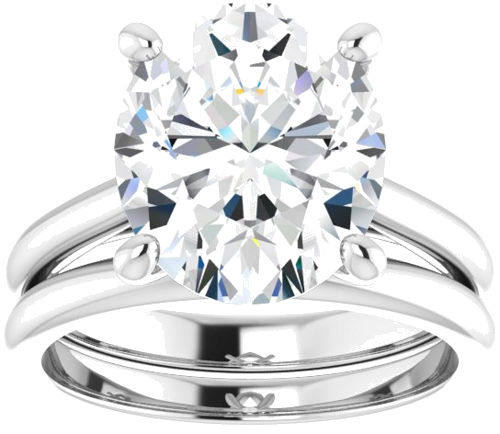 14K White 12x10 mm Oval Solitaire Engagement Ring Mounting (8)