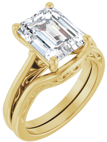 Sužadėtuvių Žiedas „Solitaire“ 585 Geltonojo Aukso Emerald 10mm x 8mm (6)