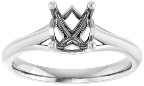 14K White 8x6 mm Oval Solitaire Engagement Ring Mounting (3)