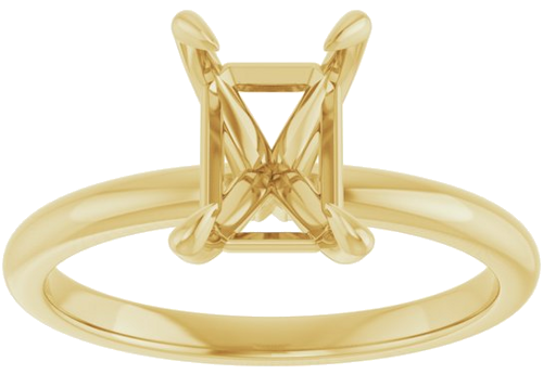 14K Yellow  8x6 mm Emerald Solitaire Engagement Ring Mounting (3)
