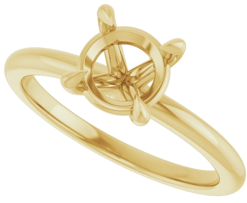 14K Yellow 7 mm Round Solitaire Engagement Ring Mounting (5)