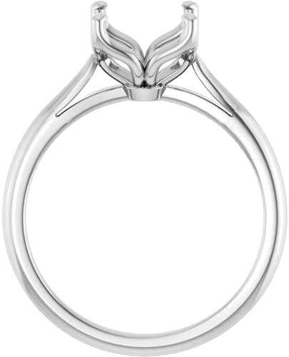 14K White  8 mm Cushion Solitaire Engagement Ring Mounting (2)