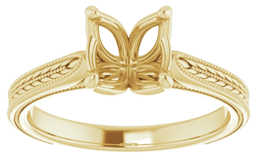 14K Yellow  7.4 mm Round Solitaire Engagement Ring Mounting (3)