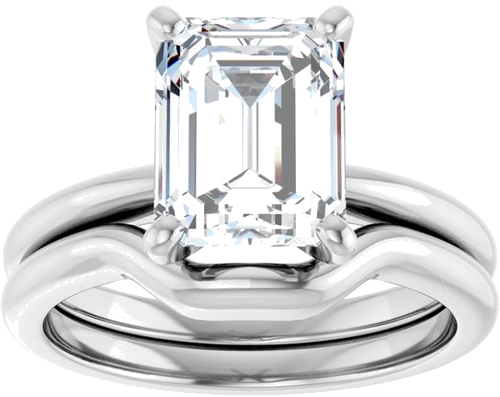 14K White  9x7 mm Emerald Solitaire Engagement Ring Mounting (8)