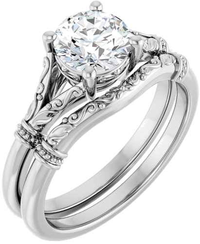 14K White 6.5 mm Round Solitaire Engagement Ring Mounting (6)