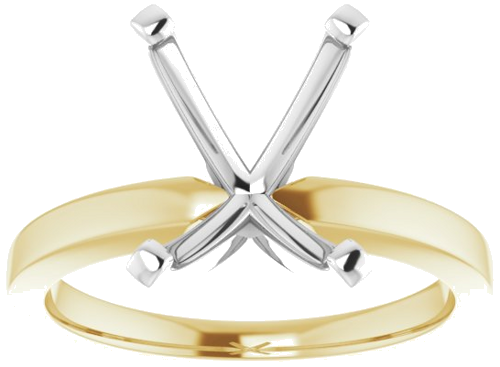 14K Yellow White 10x8 mm Emerald Solitaire Engagement Ring Mounting (3)